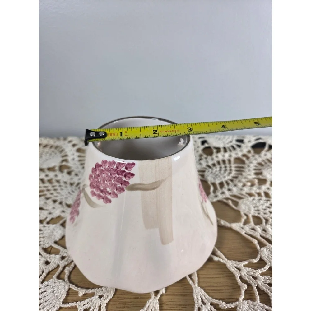 Floral Ceramic Jar Candle Shade with Bee Cutouts Pink Mauve Scalloped Edge